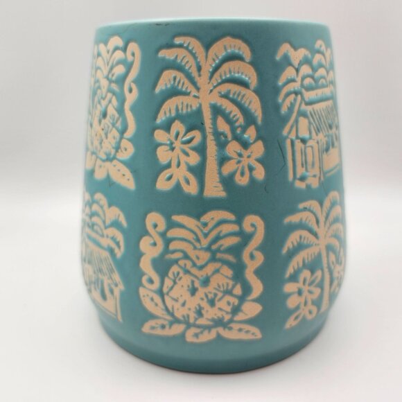 Opalhouse Blue Ceramic Mug Tropical Design Huts Pineapples Palms 24oz Tiki - Picture 4 of 9